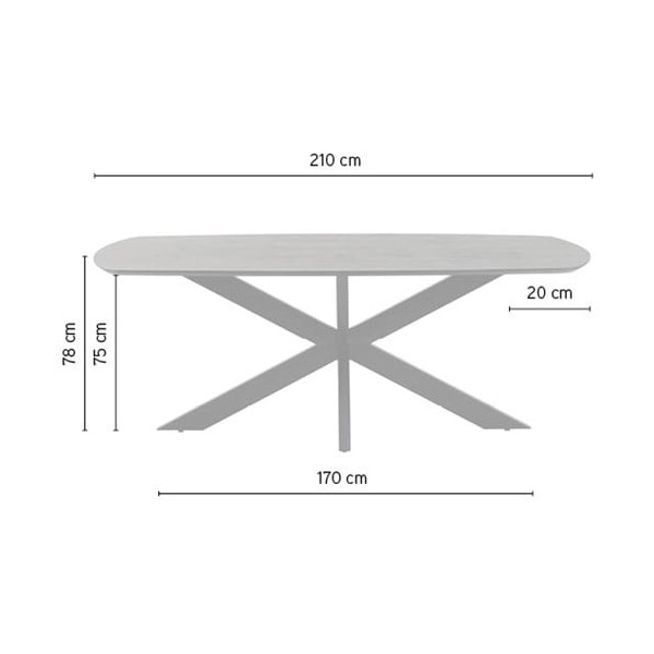 afmetingen Nijwie MySons eettafel deens ovaal 210x105x78 Mango Smooth Natural – Akagi Table Collection