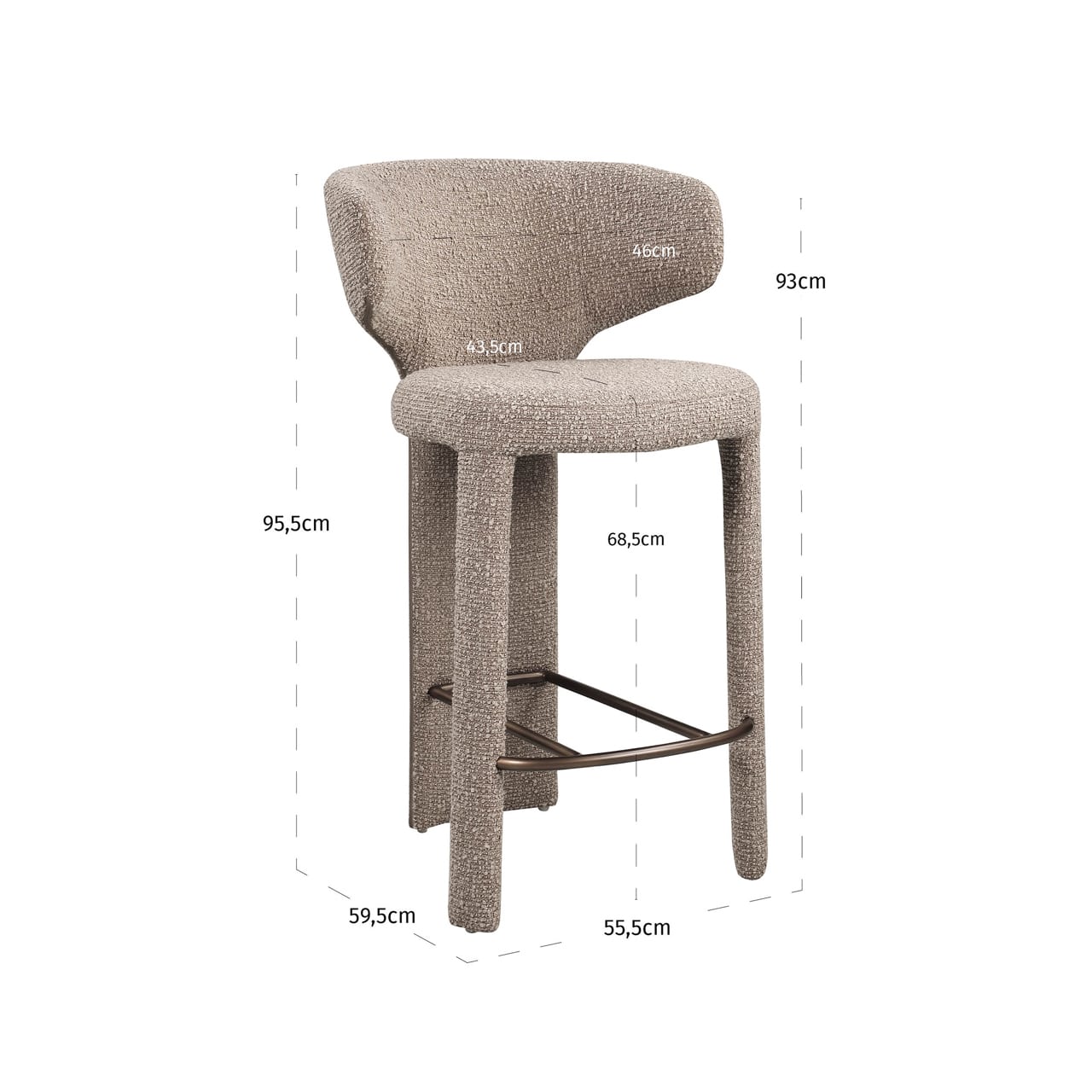 Richmond Interiors barstoel Viola met arm mocca