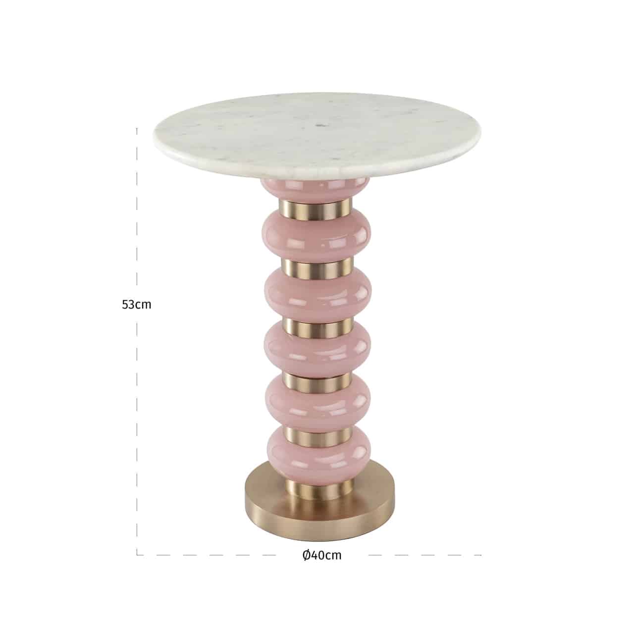 Richmond Interiors bijzettafel Villeray roze 40x40x53 cm marmer