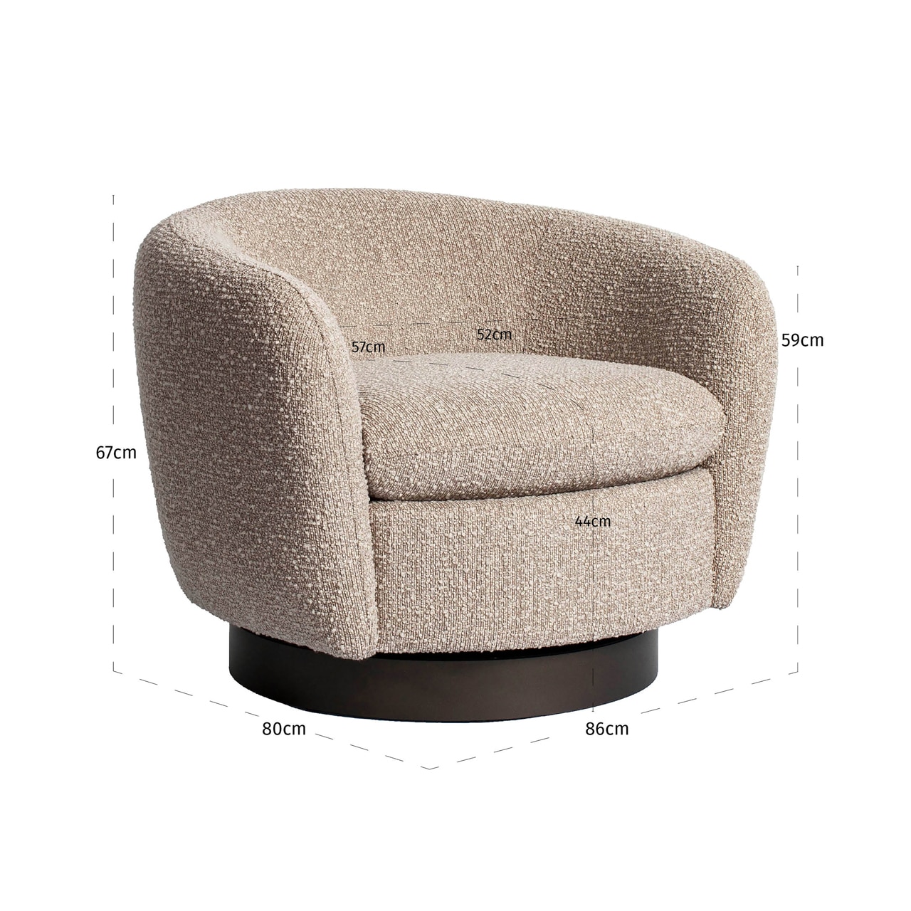 Richmond Interiors draaifauteuil Colmar met arm natural