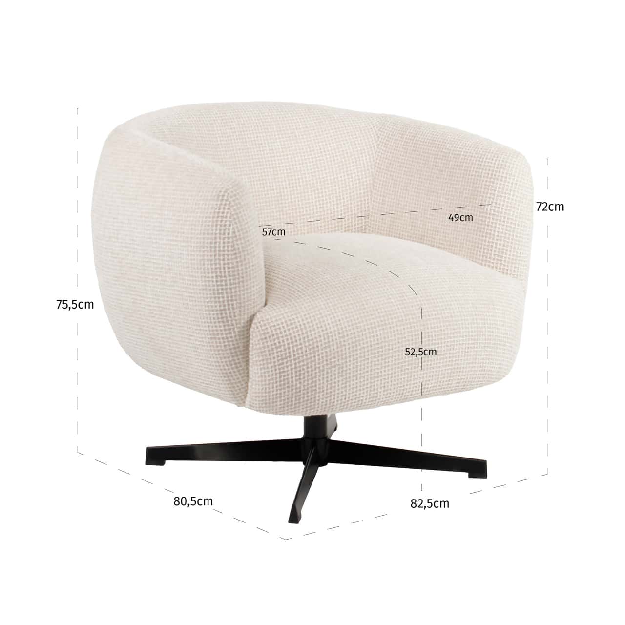 Richmond Interiors draaifauteuil Estelle beige blockweave
