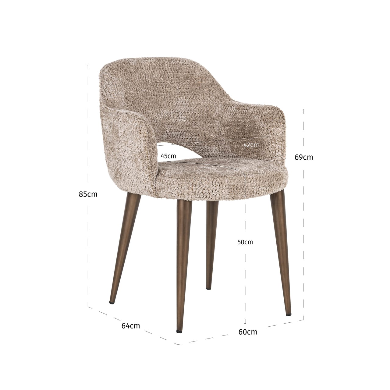 Richmond Interiors eetkamerstoel Delphina met arm nature