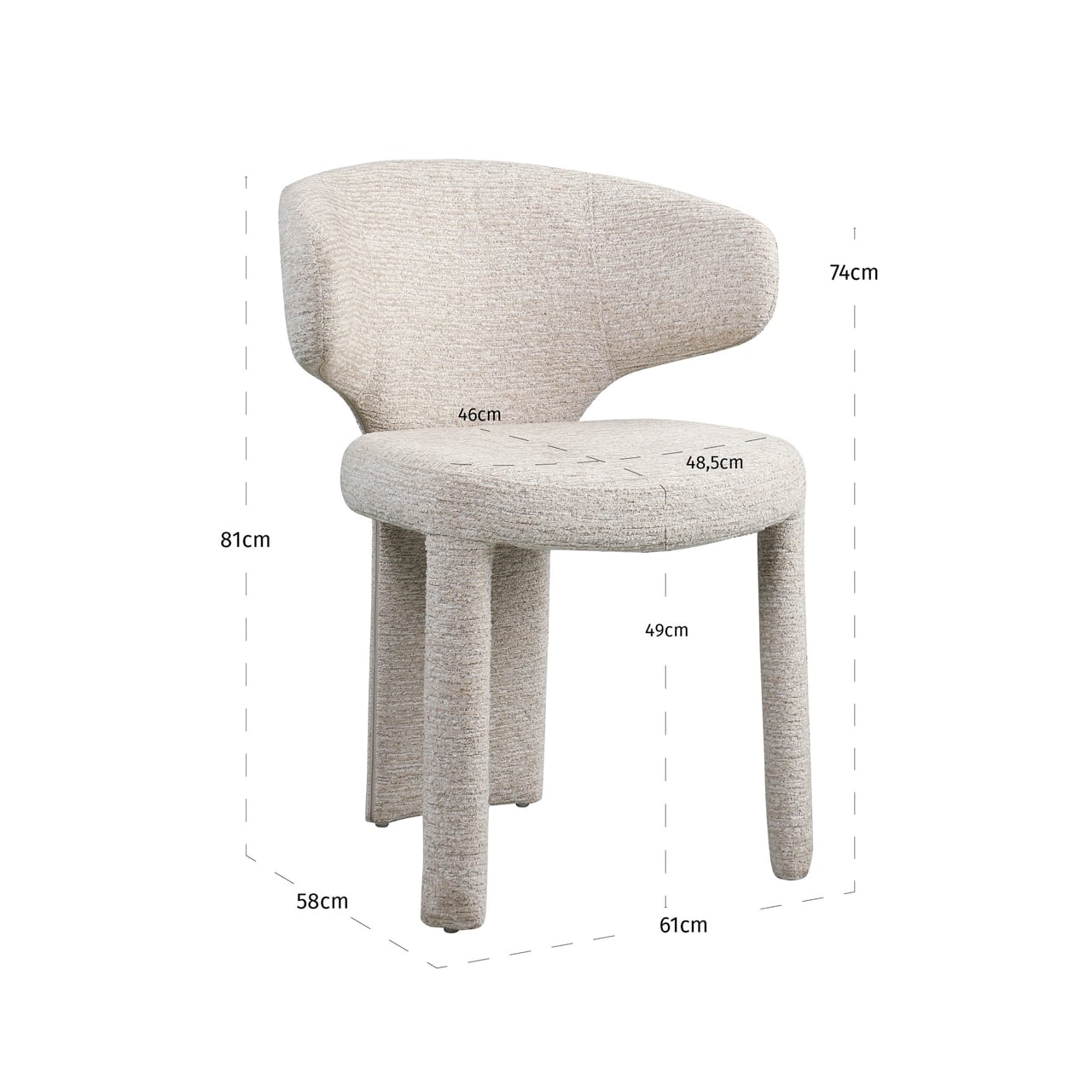 Richmond Interiors eetkamerstoel Viola met arm natural linear