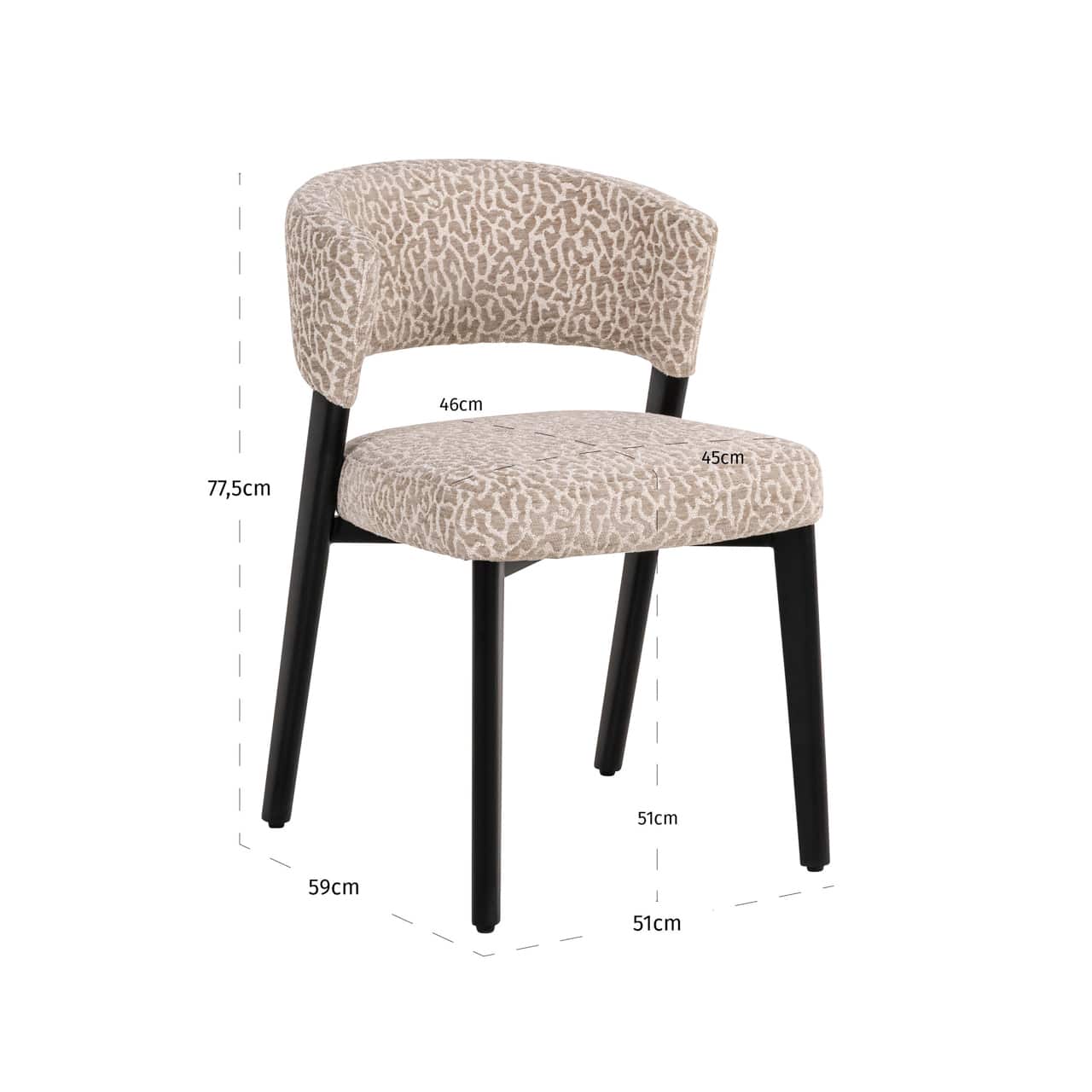 Richmond Interiors eetkamerstoel Zeno beige leopard