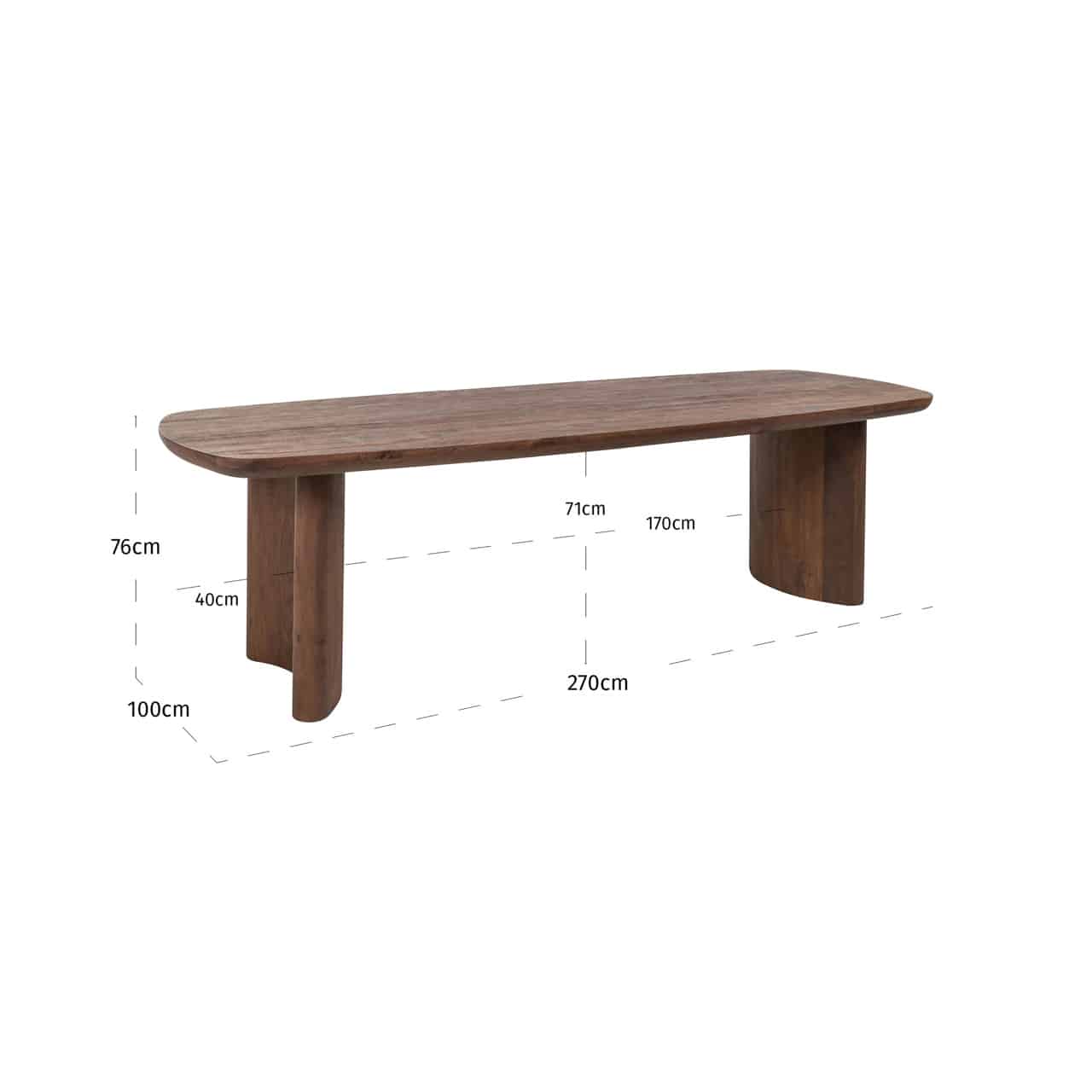 Richmond Interiors eettafel Baldwin 270 cm mangohout