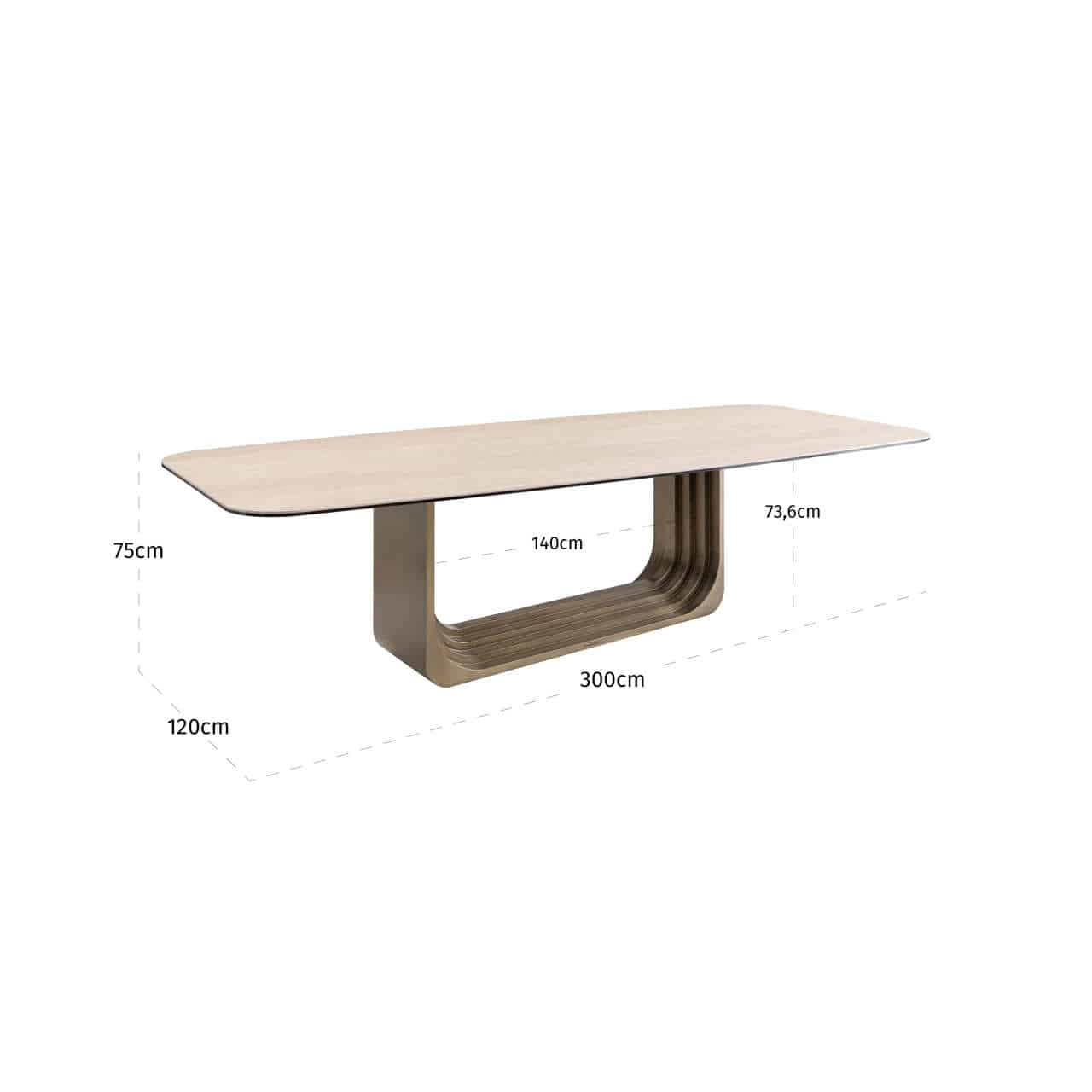 Richmond Interiors eettafel Maxfield 300x120x75 cm keramiek