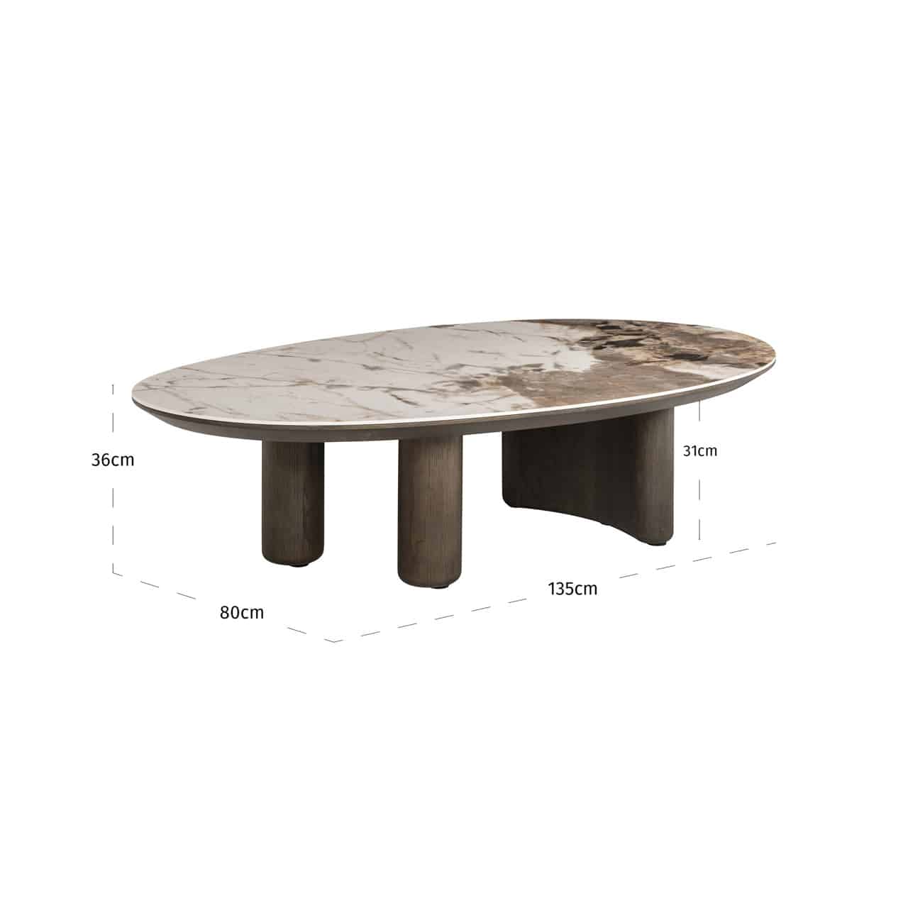 Richmond Interiors salontafel Langford 135x80x37 cm keramiek