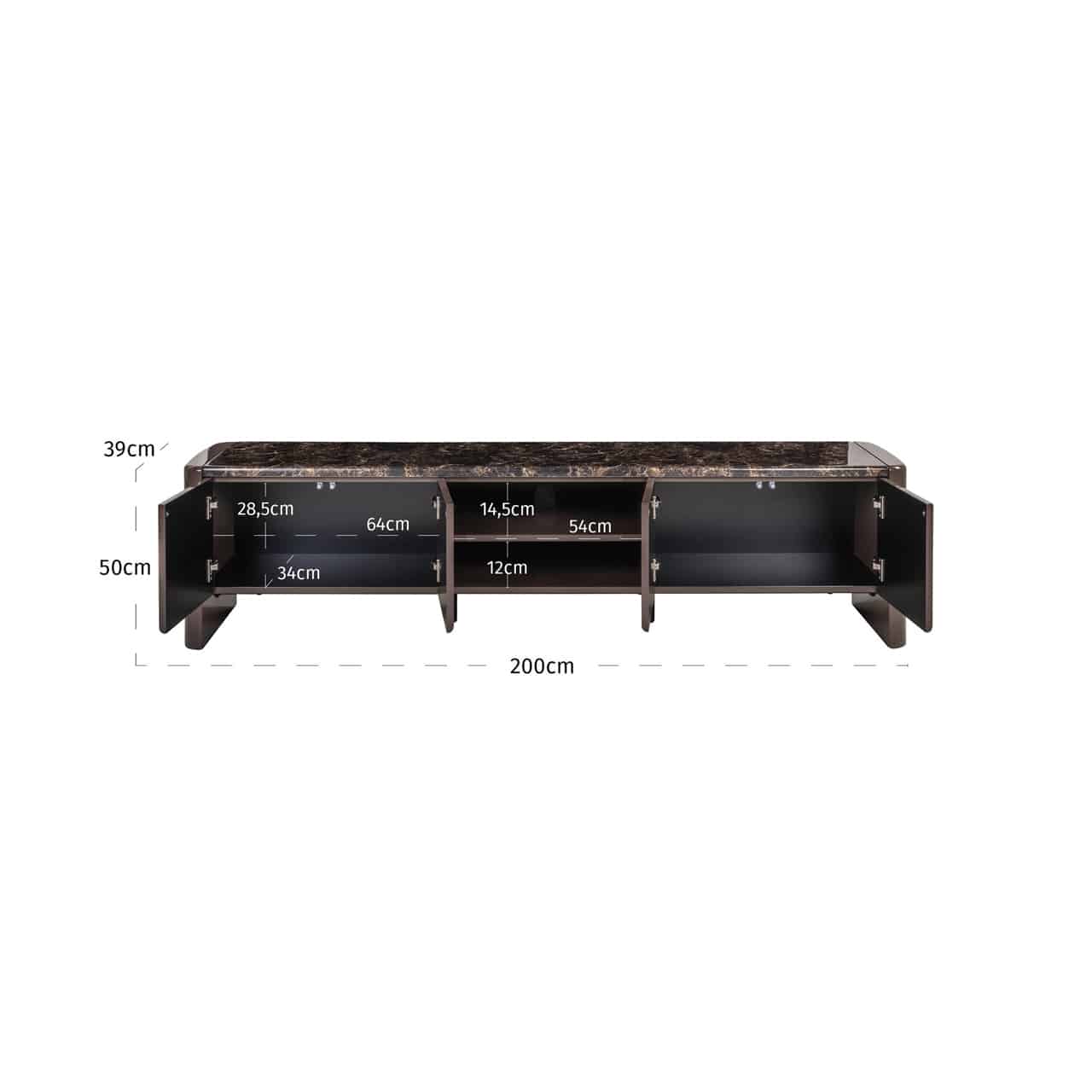 Richmond Interiors tv meubel Almundi 199,5x39,5x50 cm keramiek