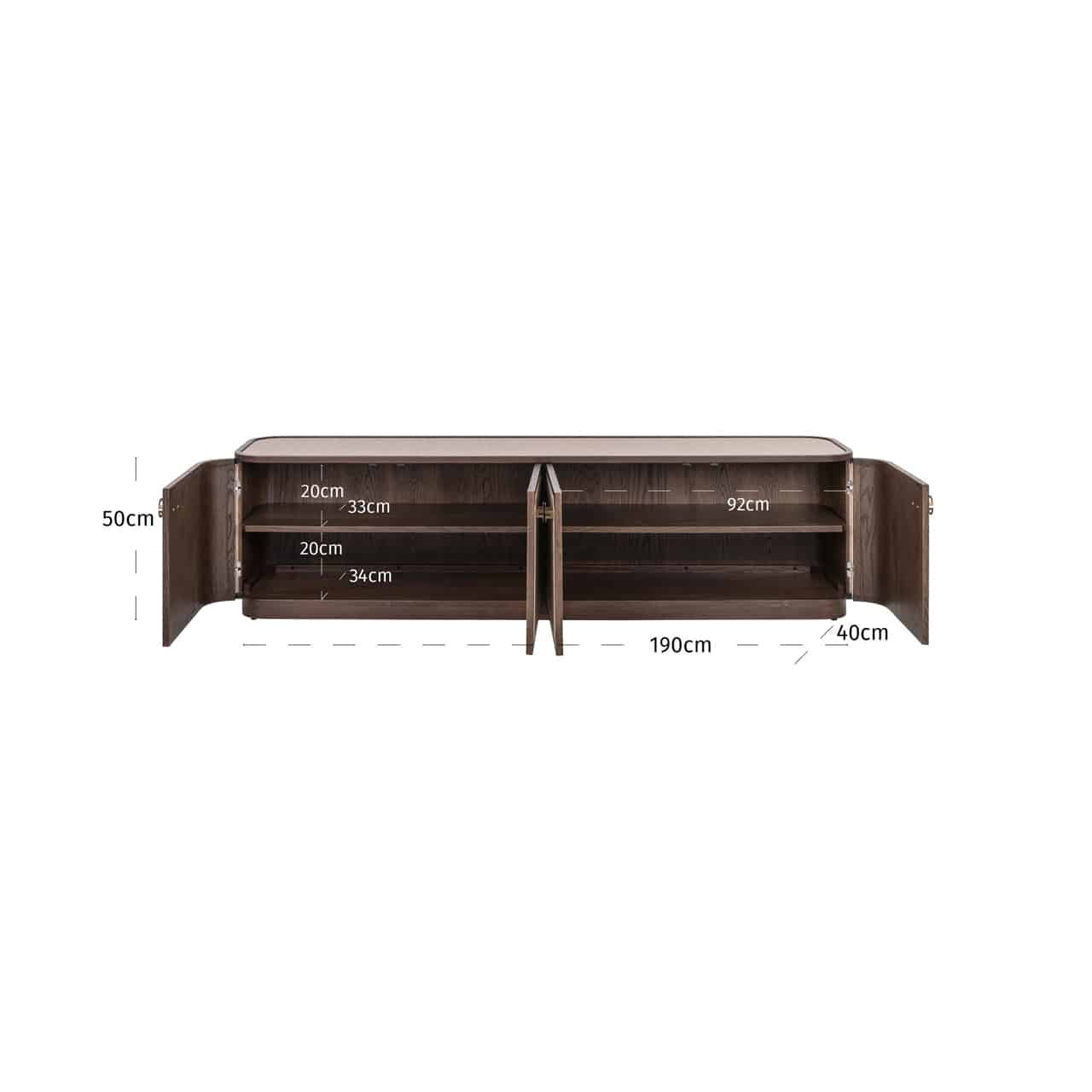 Richmond Interiors tv meubel Willox 190x40x50 cm linnen glas
