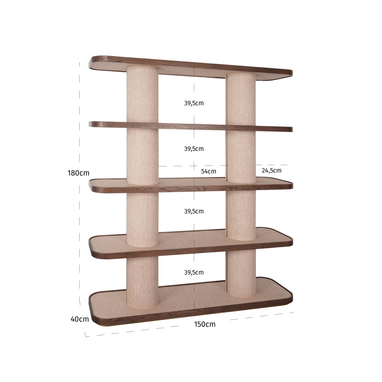 Richmond Interiors wandkast Willox 150x40x180 cm linnen/glas