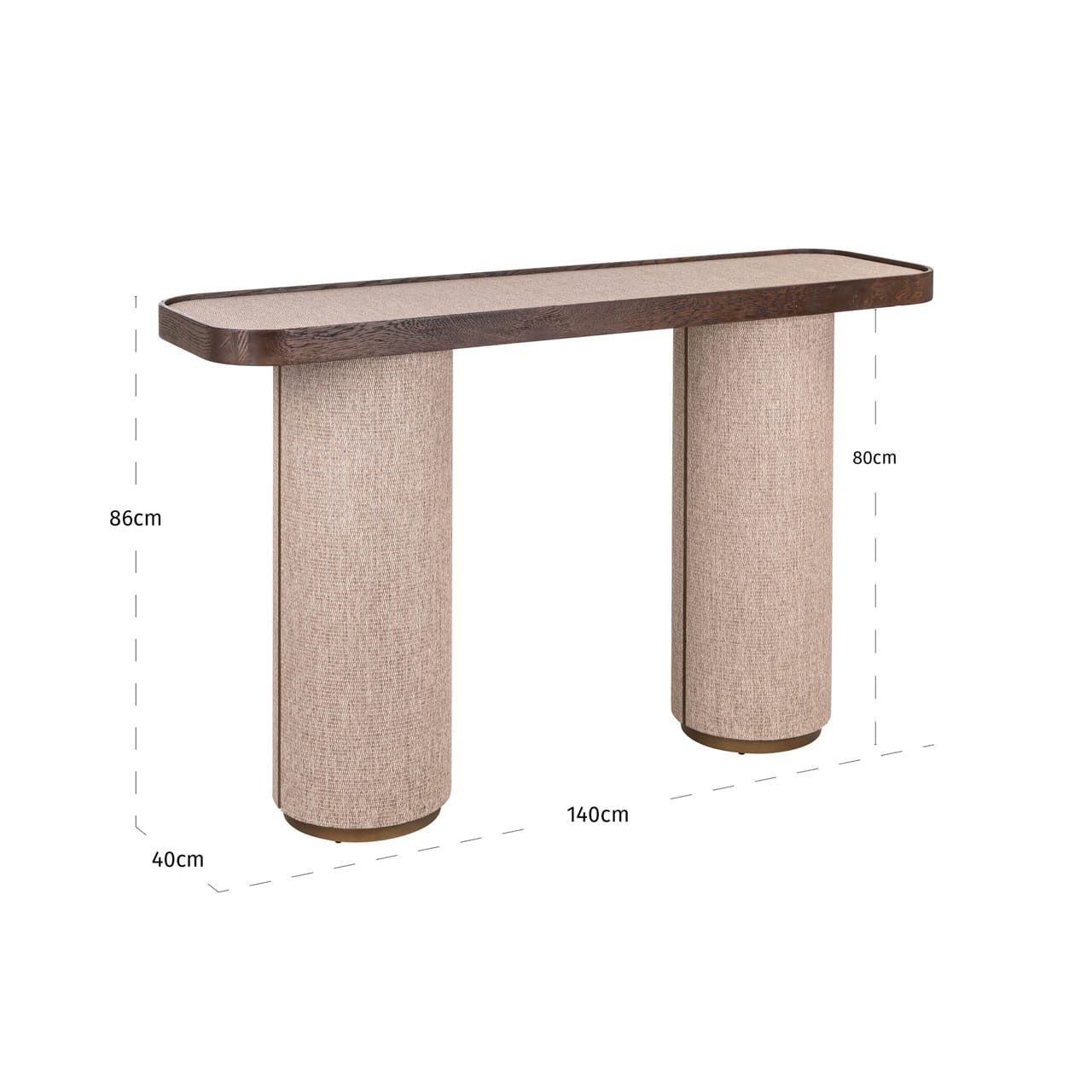 Richmond Interiors wandtafel Willox 140x40x85 cm linnen/glas