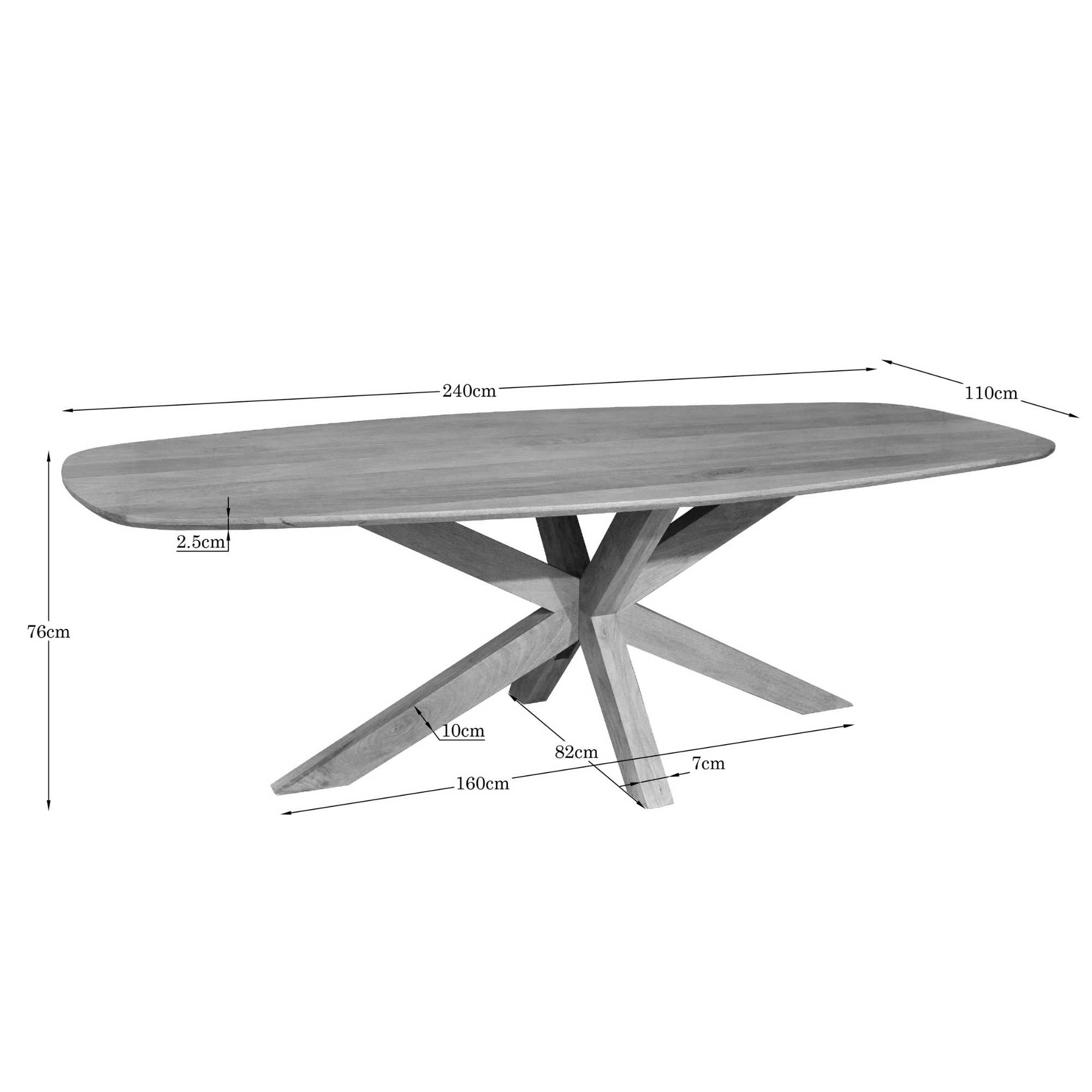 Starfurn Deens ovale eettafel Nina Naturel Mangohout 240 cm