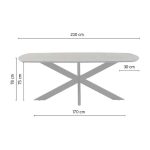afmetingen detailfoto Nijwie MySons eettafel deens ovaal 230x105x78 cm mango Ashblond – Akagi Table Collection