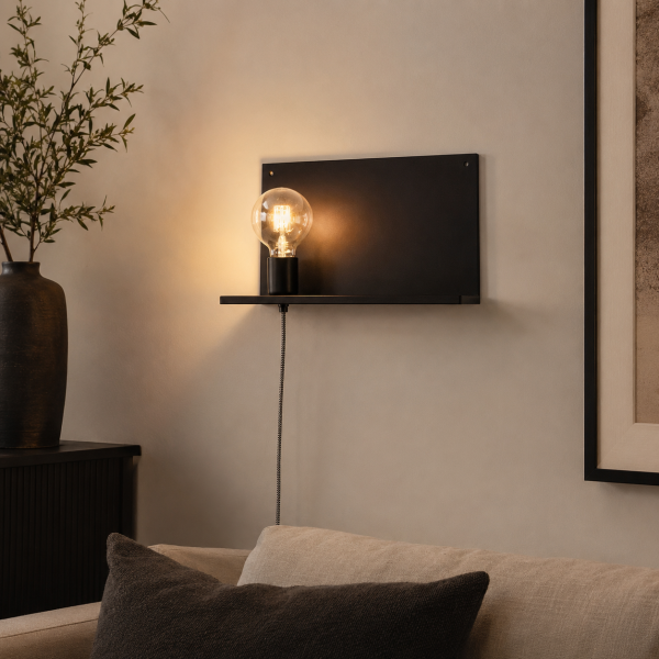 OPRUIMING By-Boo wandlamp Hyde zwart metaal