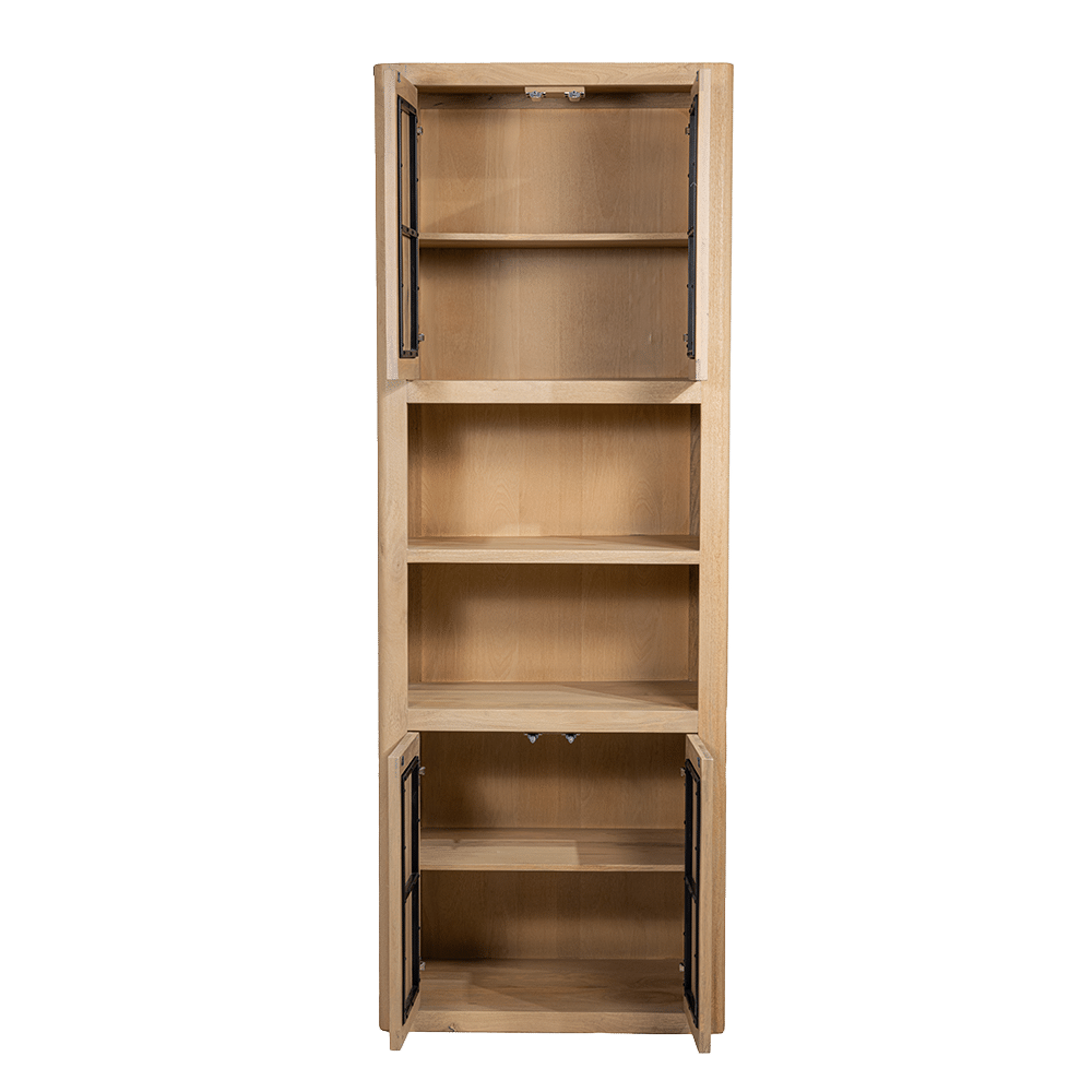 Tower Living opbergkast Tenna 80x45x220 cm 4 deurs/ 2 open vakken mangohout naturel