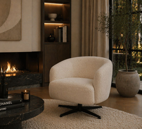 Richmond Interiors draaifauteuil Estelle beige blockweave