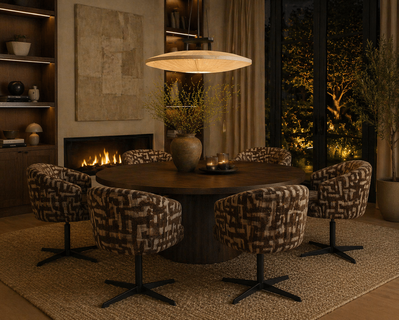 Richmond interiors eetkamerstoel Dinan draaibaar brown labyrinth