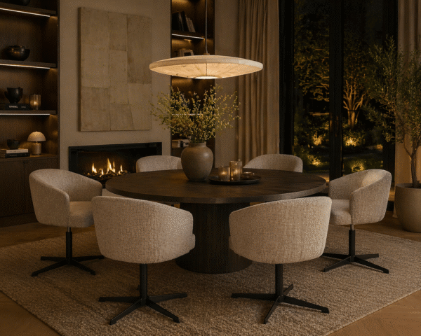 Richmond interiors eetkamerstoel Dinan draaibaar cream tweed