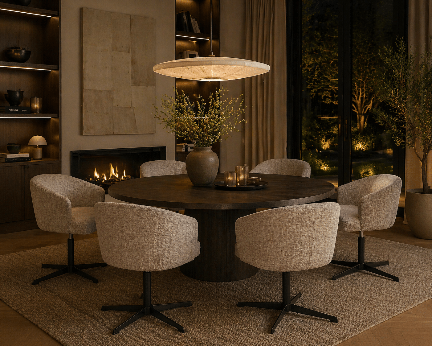 Richmond interiors eetkamerstoel Dinan draaibaar cream tweed