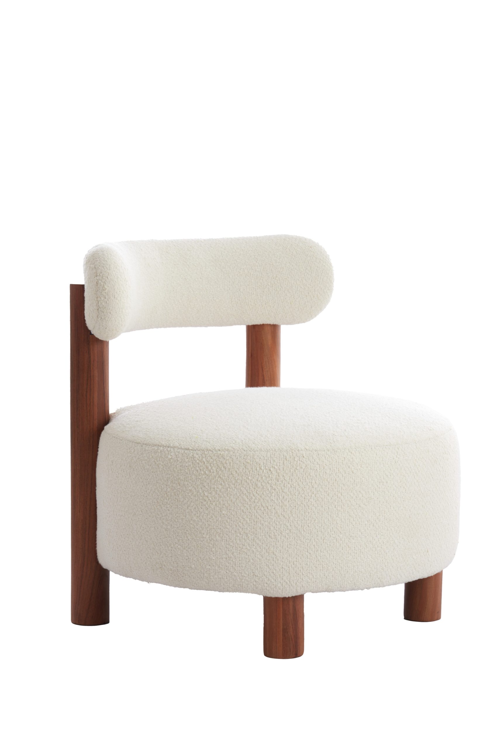 Light & Living Stoel Ø74x74 cm FERENTINO acacia hout naturel+bouclé crème