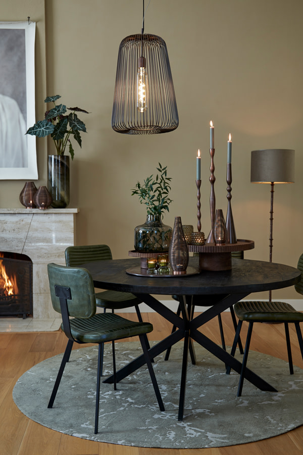 Light & Living Vloerkleed Ø200 cm SJORS olijf groen+licht grijs