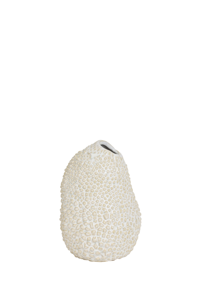 Light & Living Vaas deco Ø10x15 cm KYANA keramiek crème+wit