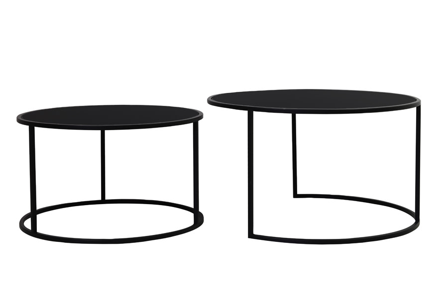 Light & Living Salontafel S/2 Ø65x39+Ø75x44 cm DUARTE glas zwart-mat zwart