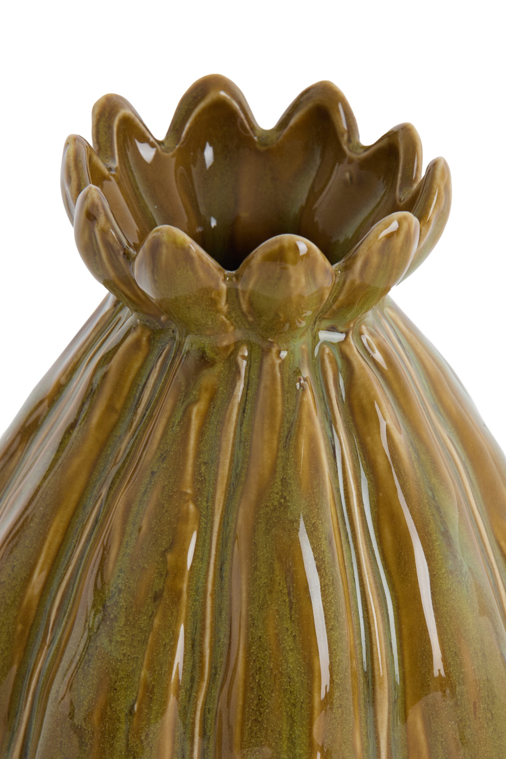 Light & Living Vaas deco Ø9,5x13 cm FELINE keramiek groen-bruin