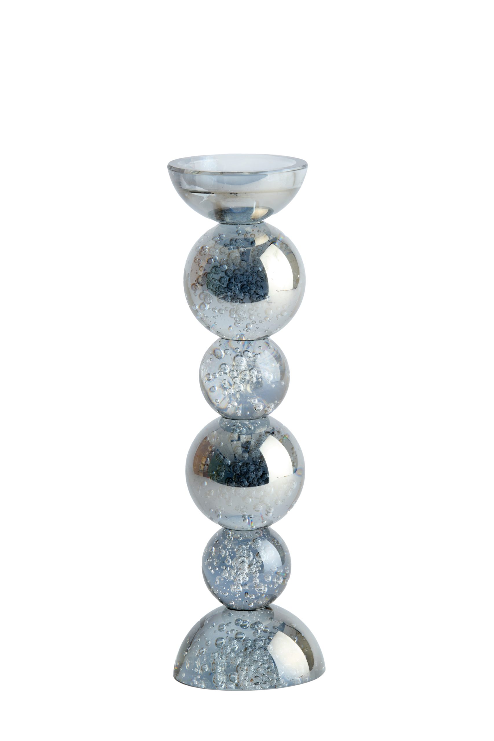 Light & Living Kandelaar Ø9,5x34 cm ITINGA glas bubbel smoke