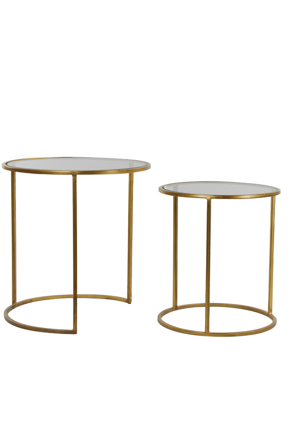 Light & Living Bijzettafel S/2 Ø40x45+Ø50x52 cm DUARTE smoke glas-goud