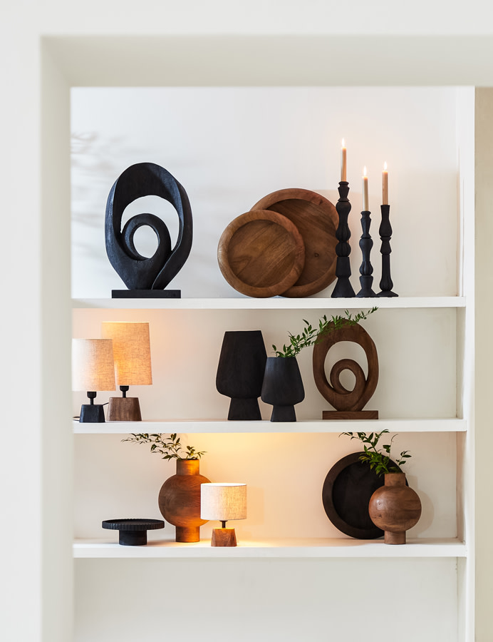 Light & Living Lampvoet 11x9x19 cm KARDAN hout mat zwart