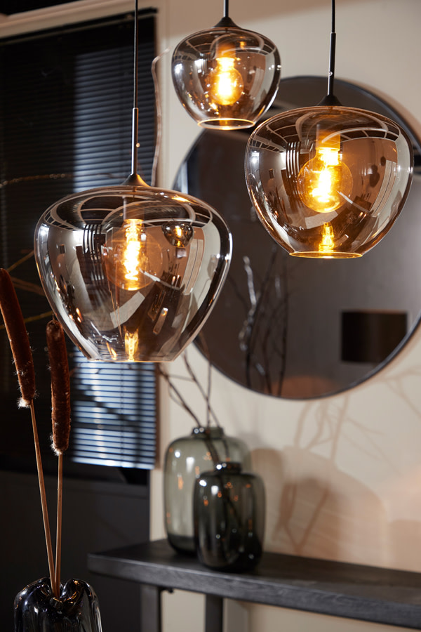 Light & Living Hanglamp Ø40x34 cm MAYSON smoke glas-mat zwart