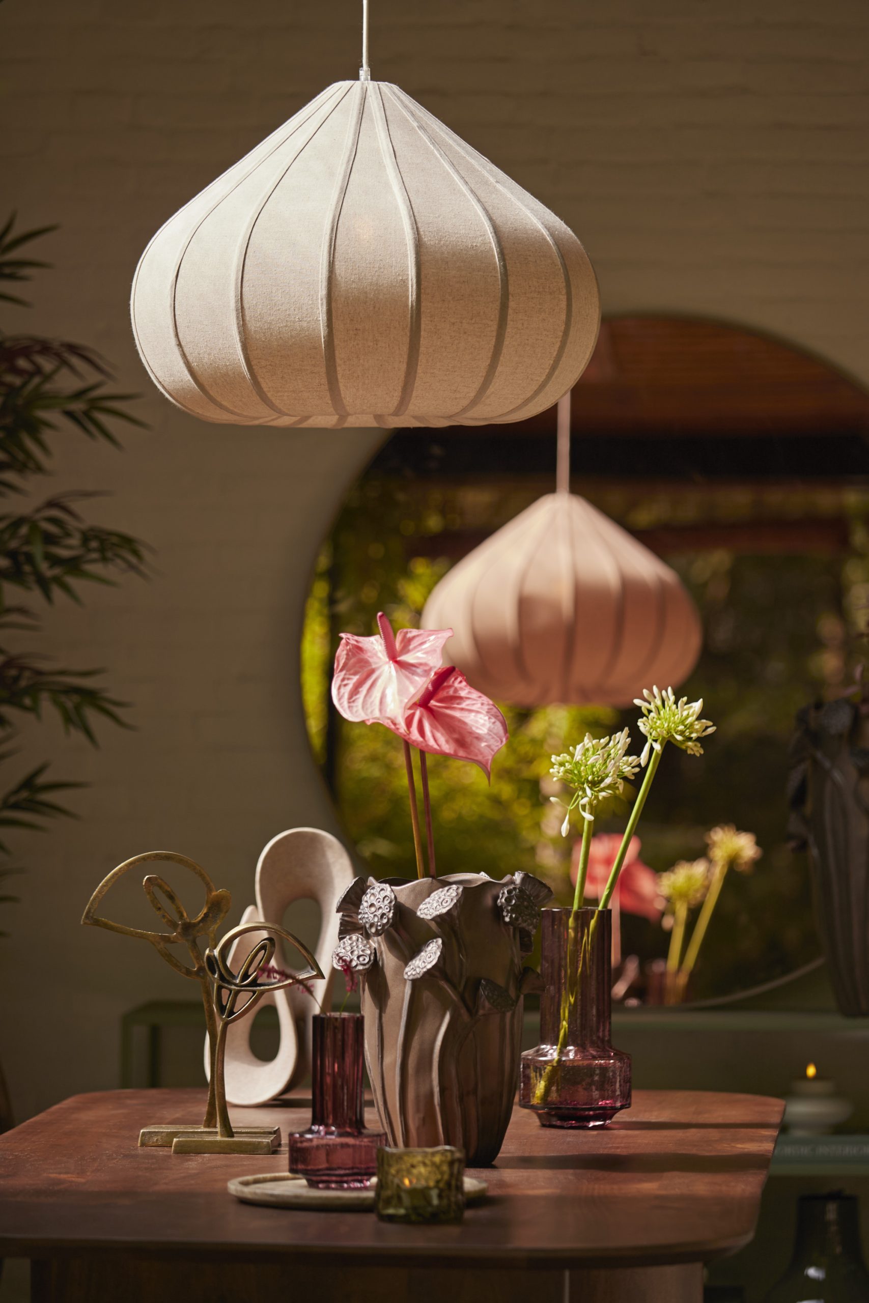 Light & Living Hanglamp Ø60x42,5 cm ZUBEDA linnen naturel