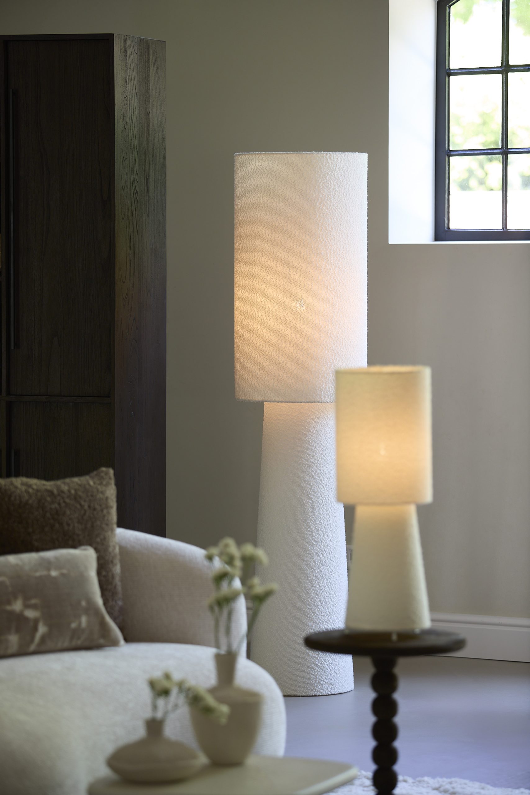 Light & Living Vloerlamp Ø40x165 cm MIKKEL bouclé crème