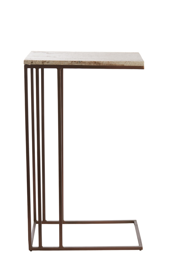 Light & Living Bijzettafel 41x31x66 cm ROSHAN travertin bruin+donker bruin