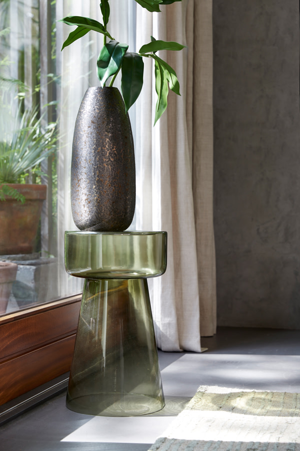 Light & Living Bijzettafel Ø30x50 cm DAKWA glas grijs groen