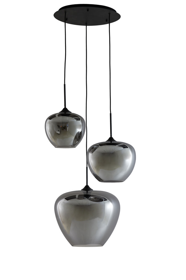 Light & Living Hanglamp 3L Ø40x160 cm MAYSON smoke glas-mat zwart