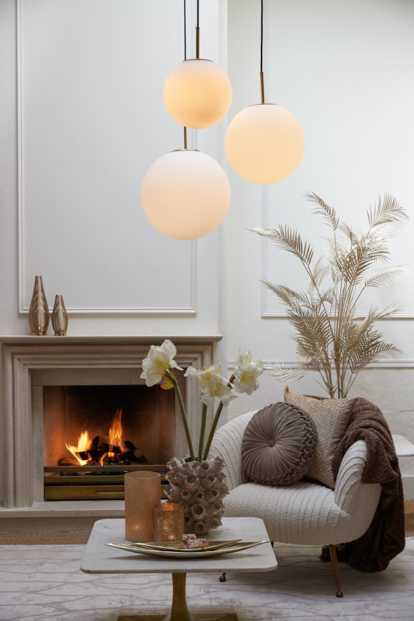 Light & Living Hanglamp Ø30 cm MEDINA antiek brons+glas mat wit