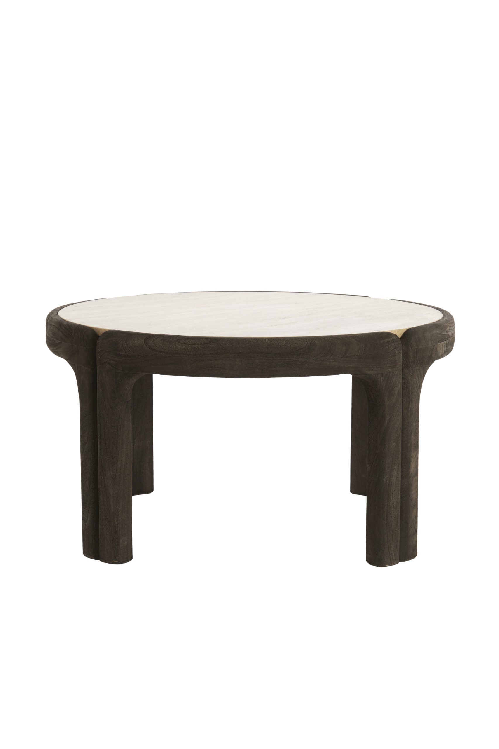Light & Living Salontafel Ø75x40 cm ALI hout grijs-d bruin+travertin zand