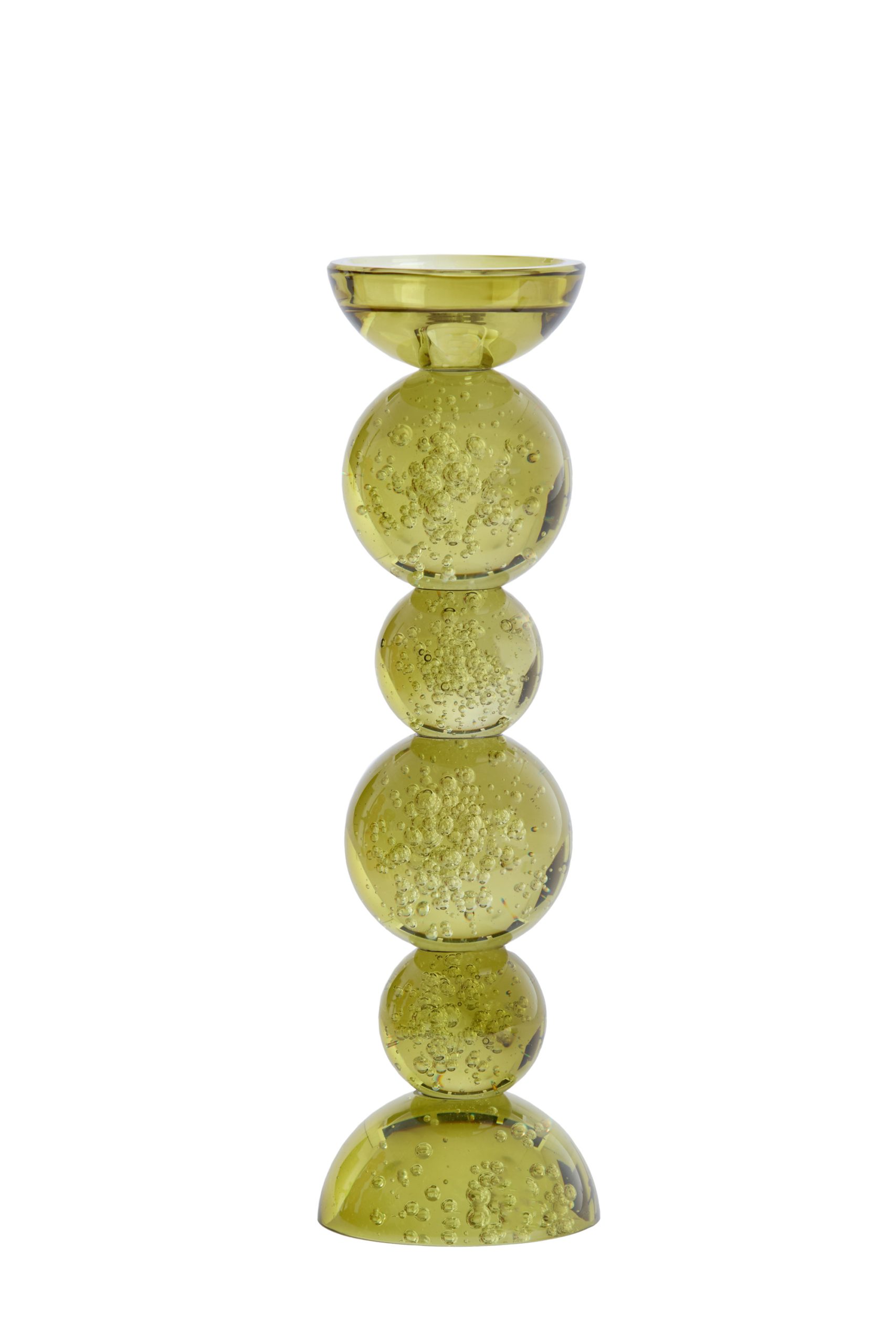 Light & Living Kandelaar Ø9,5x34 cm ITINGA glas bubbel olijf groen