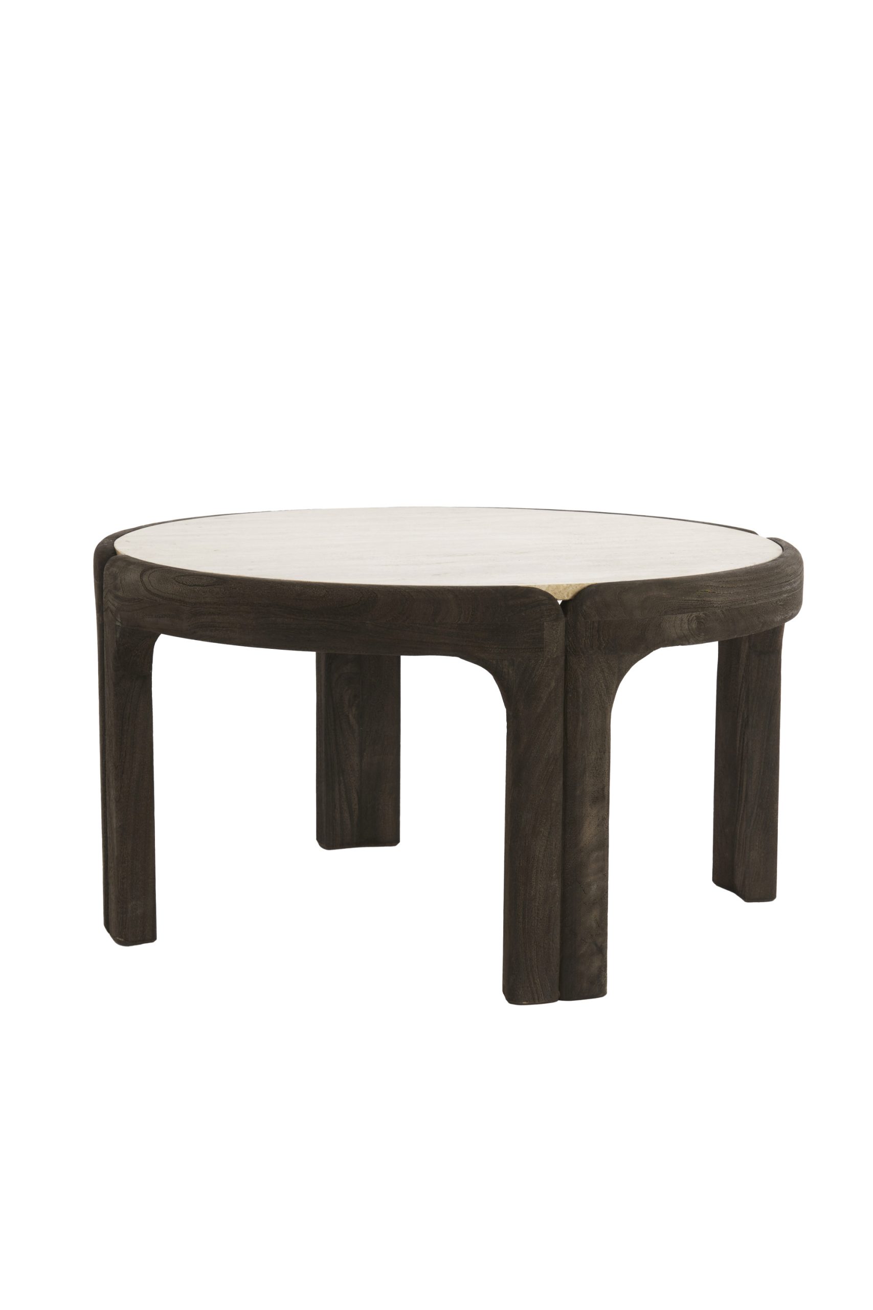 Light & Living Salontafel Ø75x40 cm ALI hout grijs-d bruin+travertin zand
