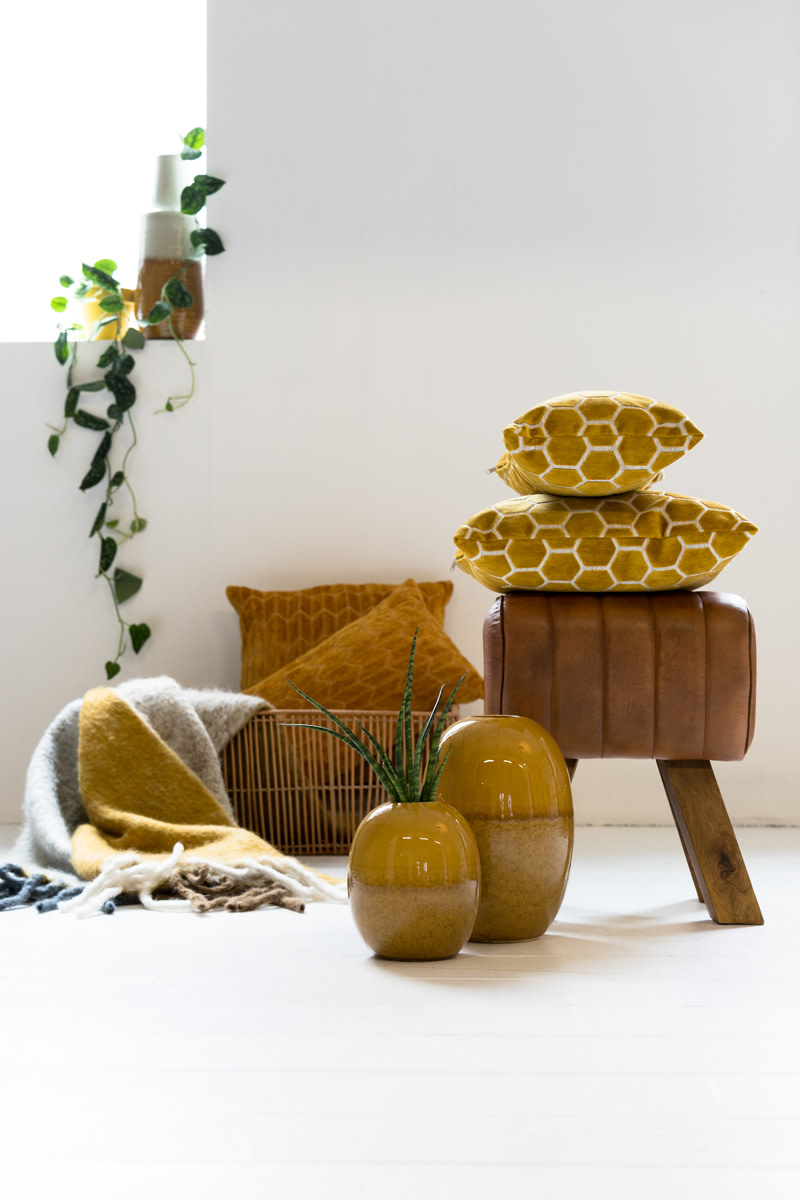 Light & Living Kruk 40x31x46 cm RAMY leer bruin