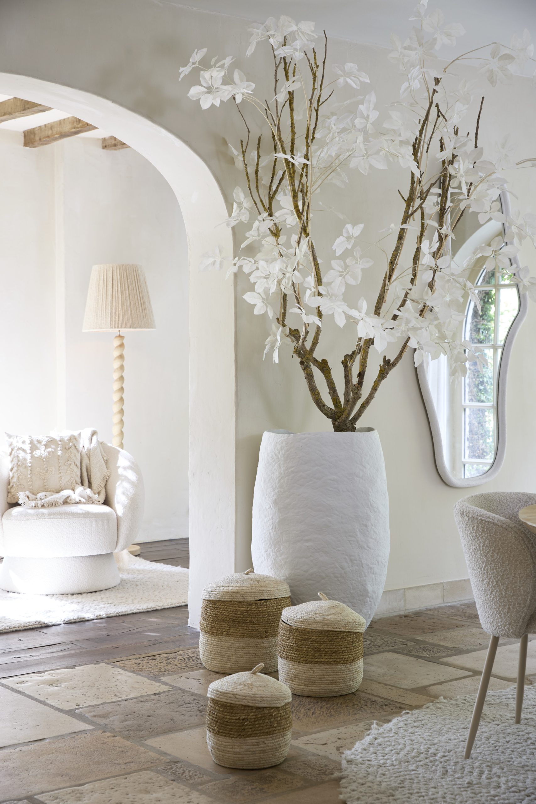Light & Living Vaas deco Ø59x90 cm TINGRI crème