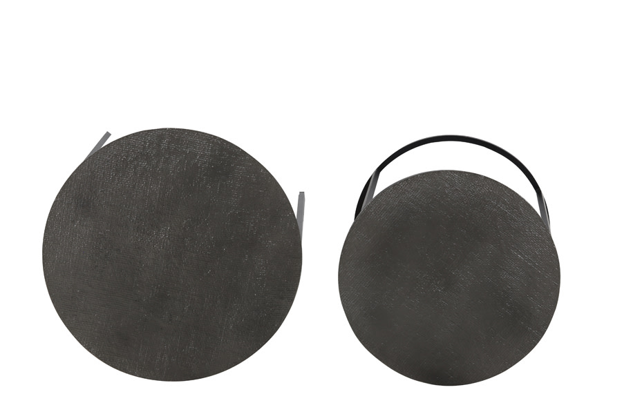 Light & Living Bijzettafel S/2 Ø41x46+Ø49x52 cm RENGO relief zwart nikkel