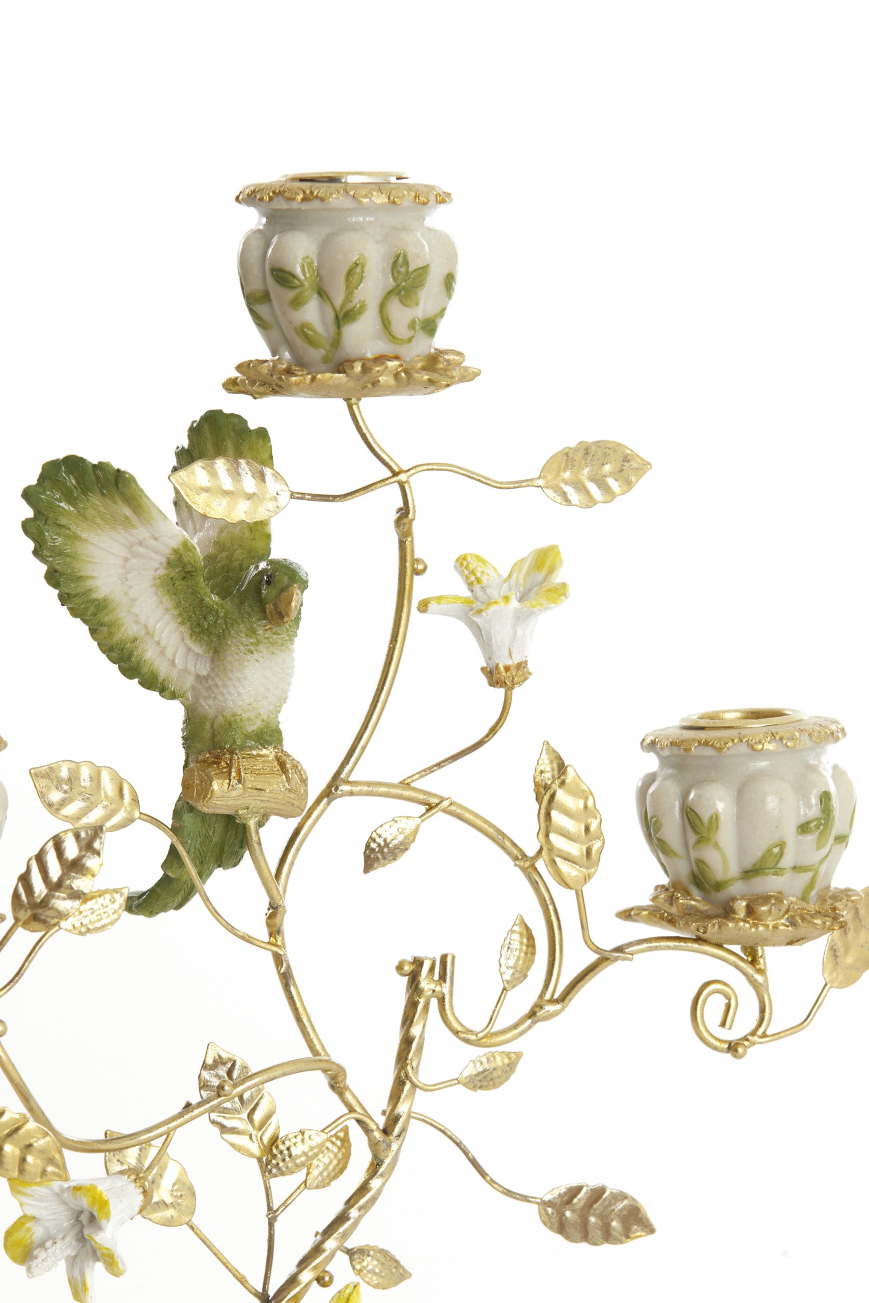Light & Living Kandelaar 3L 26x13x37 cm PARROT crème-groen-geel+licht goud