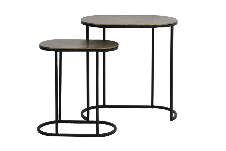 Light & Living Bijzettafel S/2 max 53x26x53 cm BOCOV antiek brons-zwart