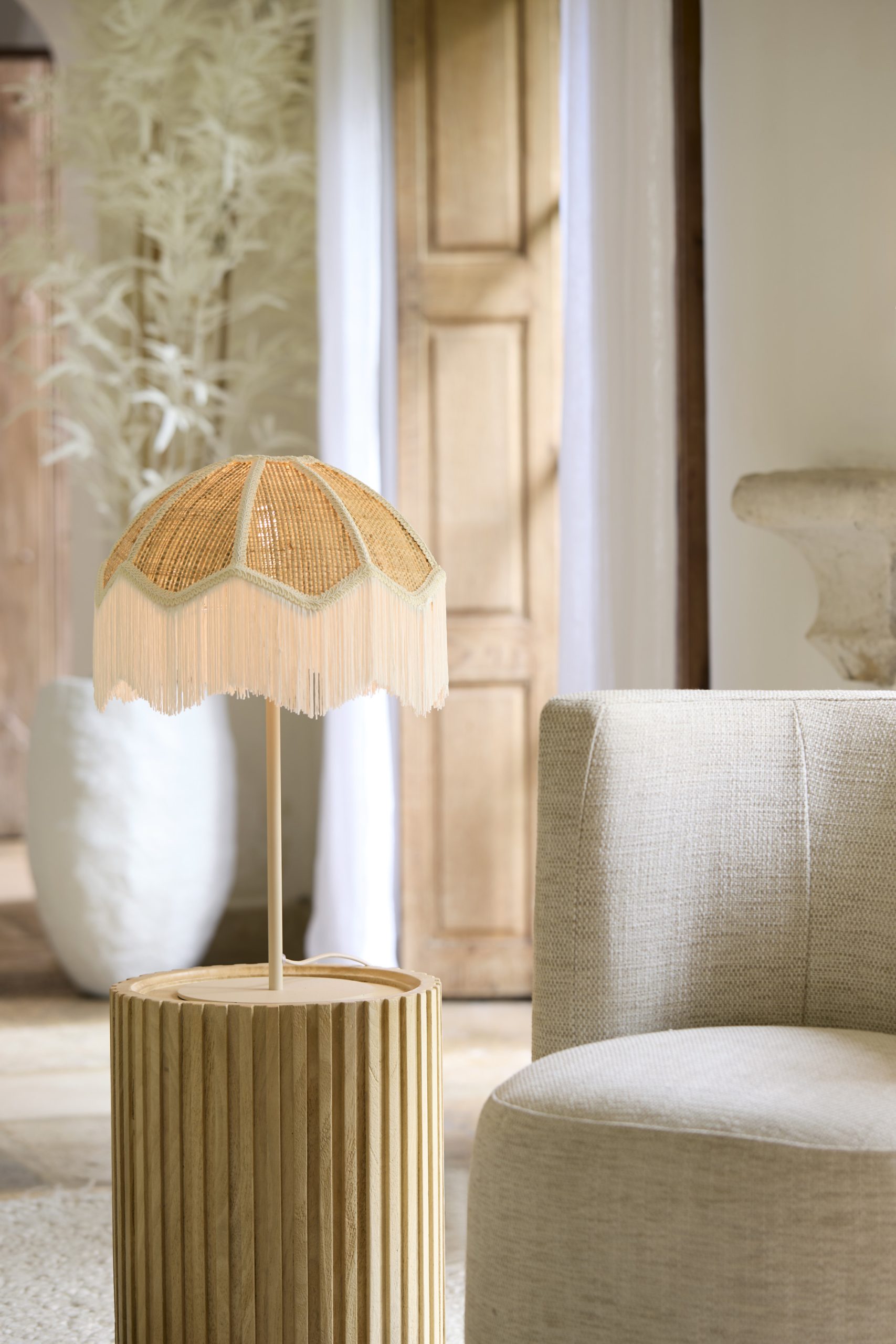 Light & Living Kap Ø35x26 cm MALACIA raffia naturel+crème