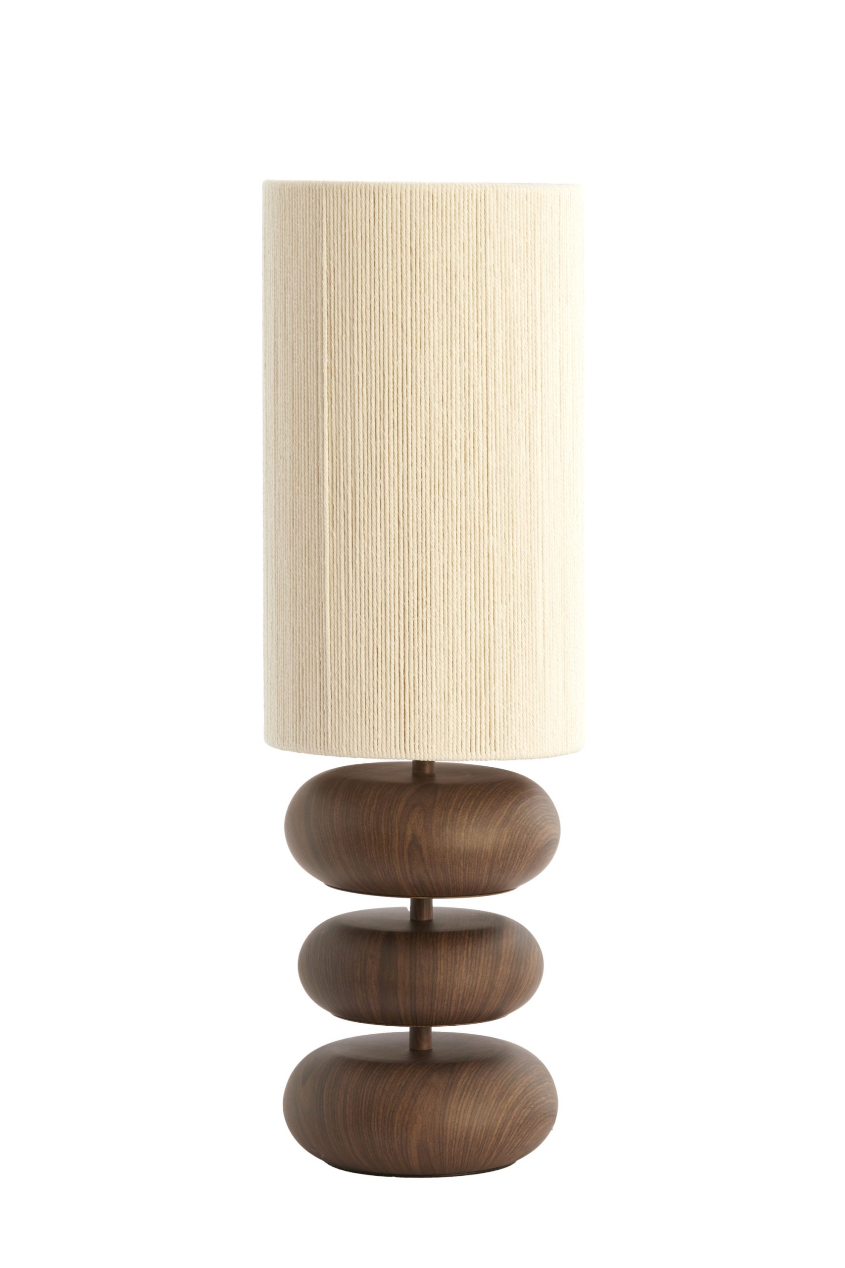 Light & Living Tafellamp Ø22x67,5 cm DANIALO hout print d bruin+touw crème