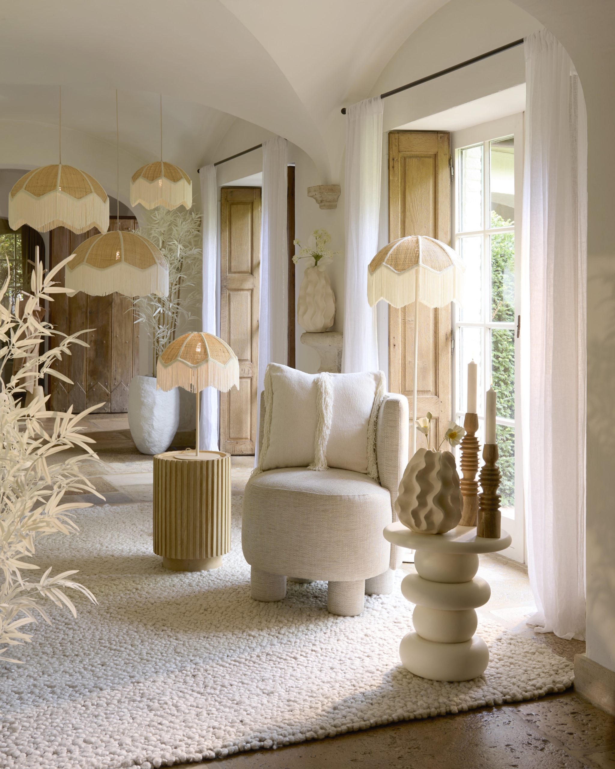 Light & Living Kap Ø45x35,5 cm MALACIA raffia naturel+crème