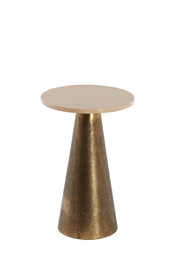 Light & Living Bijzettafel Ø29x43 cm YNEZ travertin zand+antiek brons